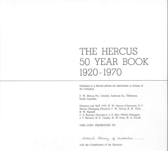 HERCUS 50 YEAR BOOK PAGE 1