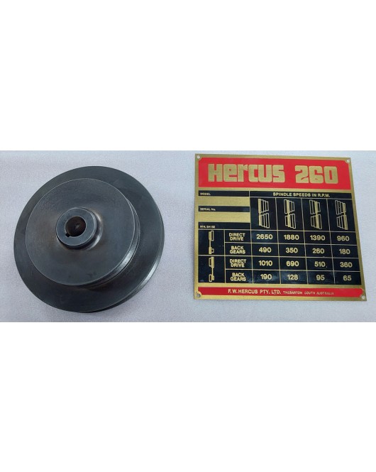 hercus 260 high speed countershaft pulley and speed plate----part Nos.5H221 and 5H152